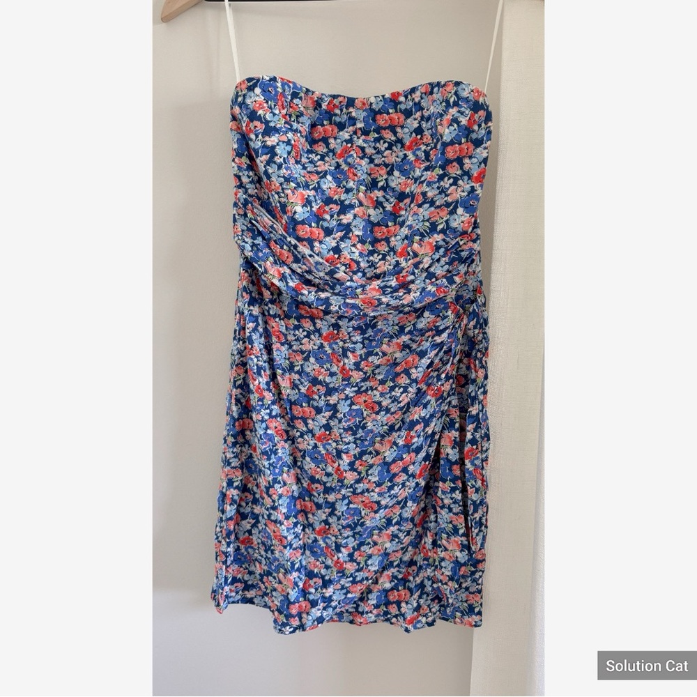 Sezane Floral Strapless Dress